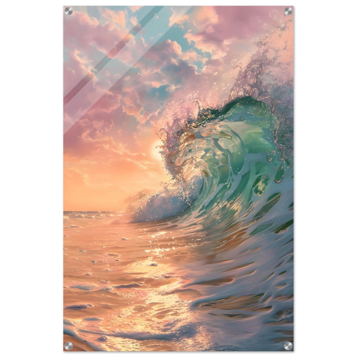 "Golden Curl" – Sunset Ocean Wave Wall Art Print - Acrylic Print - 60x90 cm / 24x36″ - 