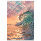 "Golden Curl" – Sunset Ocean Wave Wall Art Print - Acrylic Print - 60x90 cm / 24x36″ - 