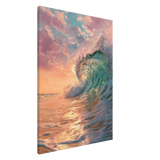 "Golden Curl" – Sunset Ocean Wave Wall Art Print - Canvas - 70x100 cm / 28x40″ - 