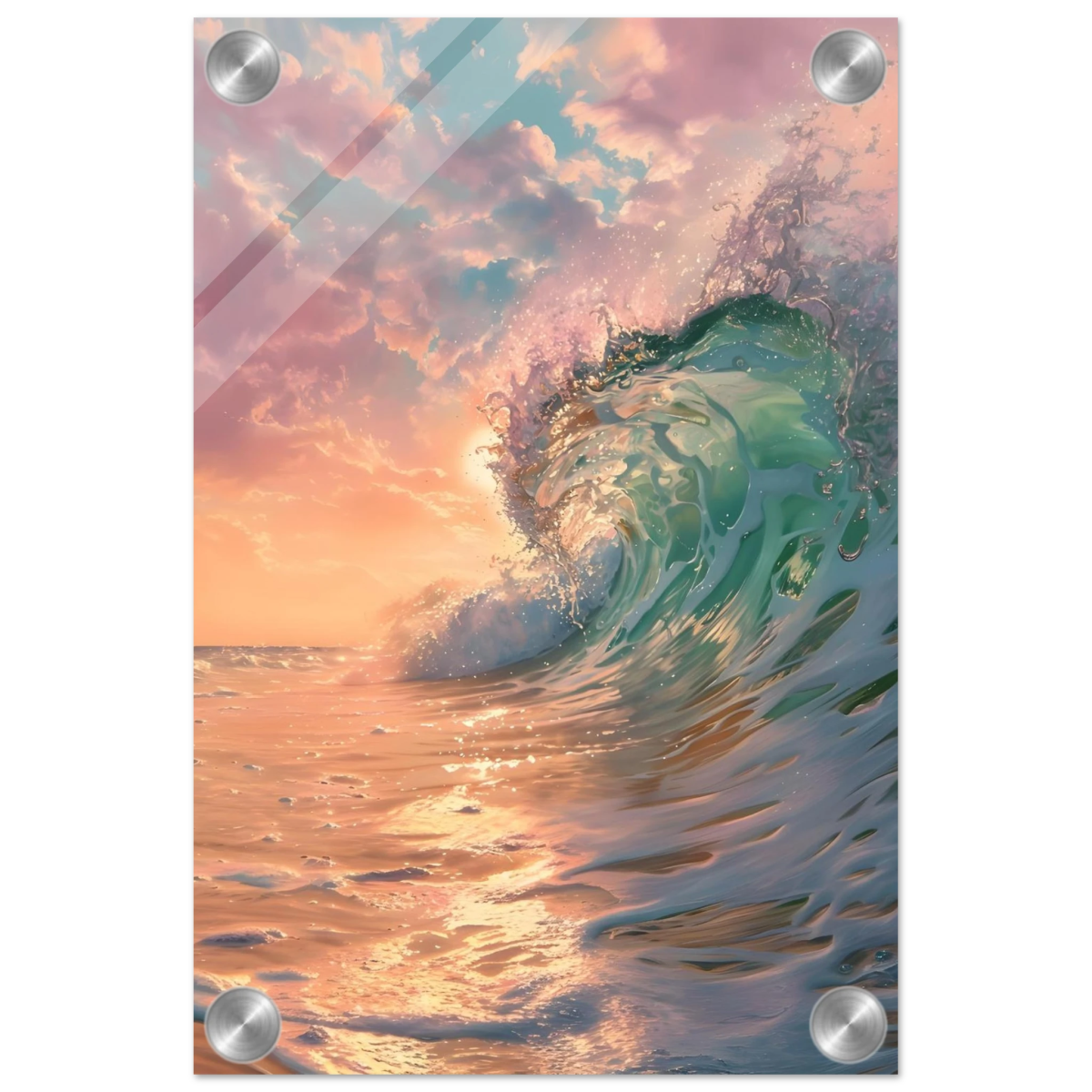 "Golden Curl" – Sunset Ocean Wave Wall Art Print - Acrylic Print - 20x30 cm / 8x12″ - 