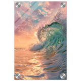 "Golden Curl" – Sunset Ocean Wave Wall Art Print - Acrylic Print - 20x30 cm / 8x12″ - 