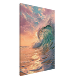"Golden Curl" – Sunset Ocean Wave Wall Art Print - Canvas - 60x90 cm / 24x36″ - 