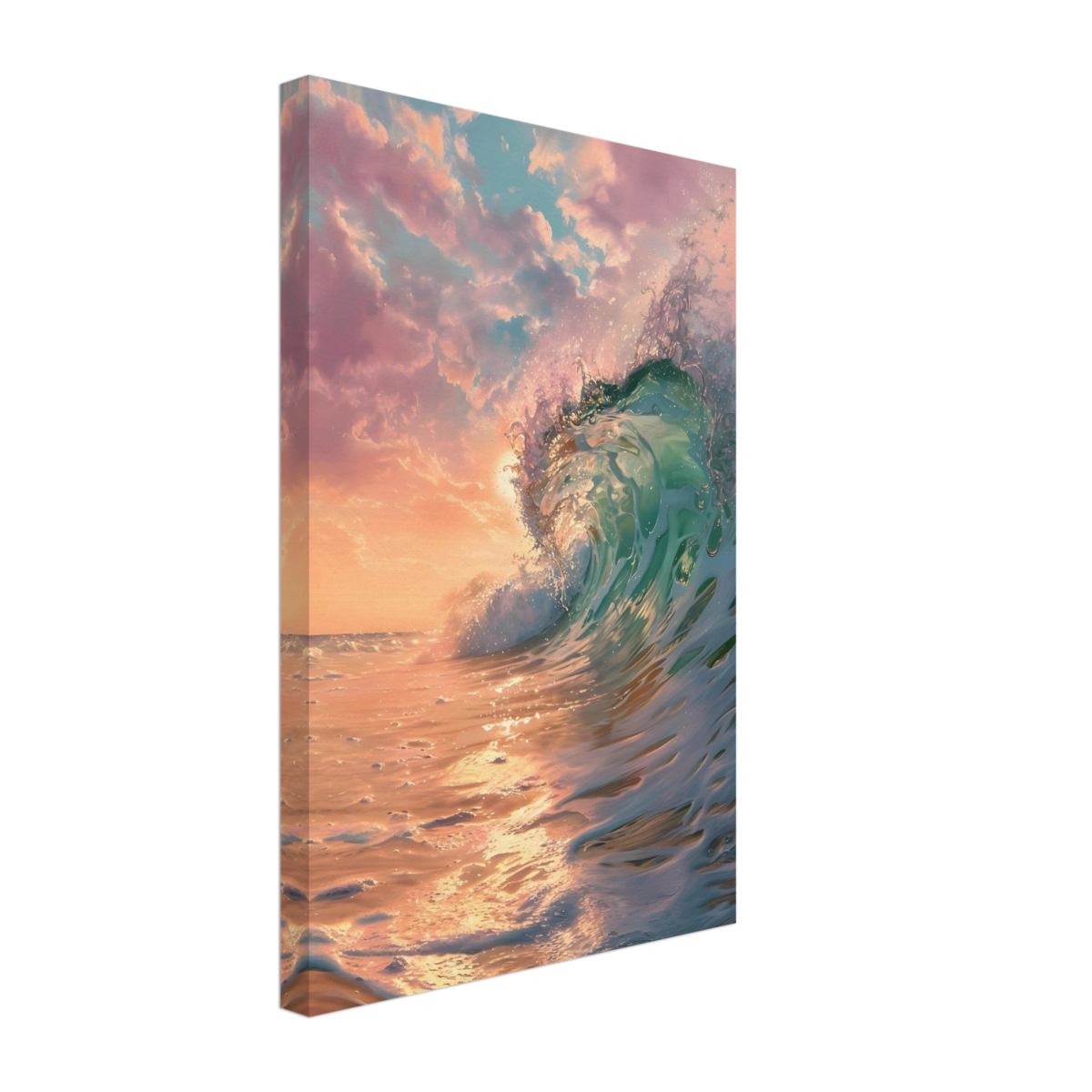 "Golden Curl" – Sunset Ocean Wave Wall Art Print - Canvas - 30x45 cm / 12x18″ - 