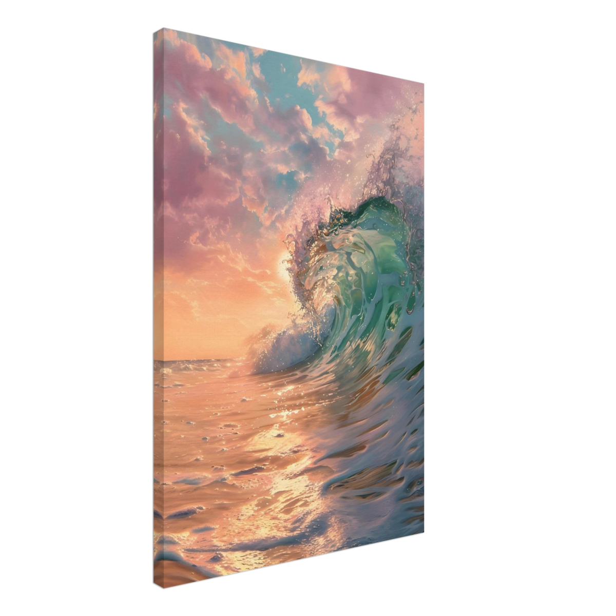 "Golden Curl" – Sunset Ocean Wave Wall Art Print - Canvas - 50x75 cm / 20x30″ - 