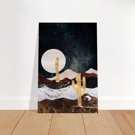 Golden Desert Night | Cosmic Minimalist Art - Brushed Aluminum Print - 40x60 cm / 16x24″ - 