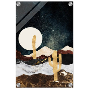 Golden Desert Night | Cosmic Minimalist Art - Acrylic Print - 30x45 cm / 12x18″ - 