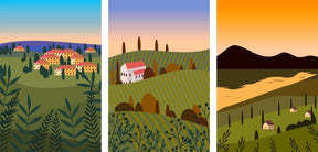 Golden Fields & Rolling Hills | Bedroom Trio Set | Wall Art Print - Canvas - 30X45 CM / 12X18″ - 
