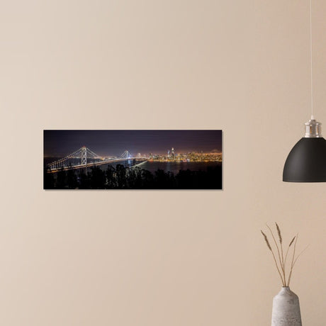 Golden Gateway - The San Francisco Skyline at Dusk | Panoramic 30x90 cm/ 12x36″ - Brushed Aluminum Print - 