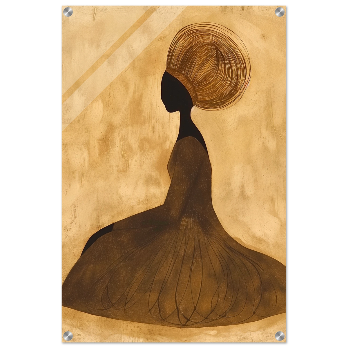 Golden Grace – Afrocentric Minimalist Silhouette Wall Art Print - Acrylic Print - 50x75 cm / 20x30″ - 