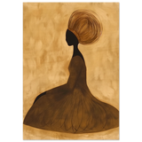 Golden Grace – Afrocentric Minimalist Silhouette Wall Art Print - Wood Prints - 70x100 cm / 28x40″ - 