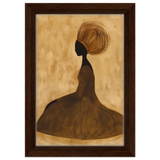 Golden Grace – Afrocentric Minimalist Silhouette Wall Art Print - Framed Canvas - 20x30 cm / 8x12″ - Dark wood frame