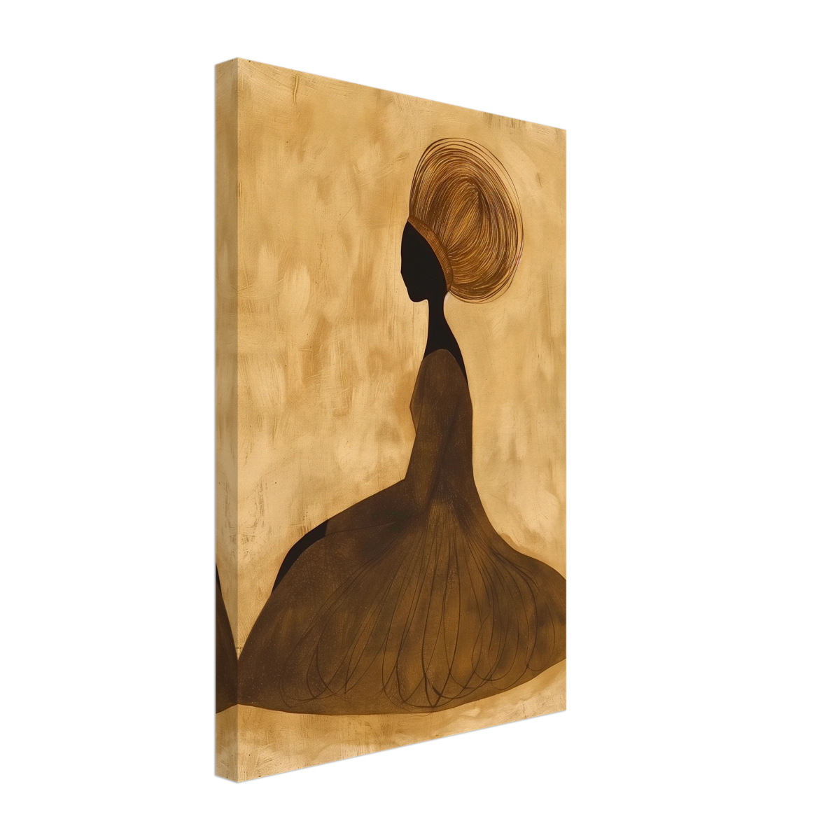 Golden Grace – Afrocentric Minimalist Silhouette Wall Art Print - Canvas - 30x45 cm / 12x18″ - 
