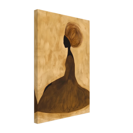 Golden Grace – Afrocentric Minimalist Silhouette Wall Art Print - Canvas - 30x45 cm / 12x18″ - 