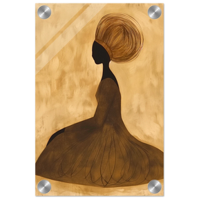 Golden Grace – Afrocentric Minimalist Silhouette Wall Art Print - Acrylic Print - 20x30 cm / 8x12″ - 