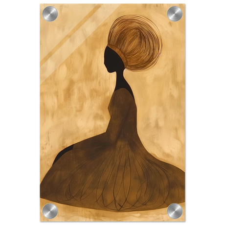 Golden Grace – Afrocentric Minimalist Silhouette Wall Art Print - Acrylic Print - 20x30 cm / 8x12″ - 