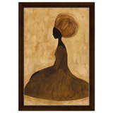 Golden Grace – Afrocentric Minimalist Silhouette Wall Art Print - Framed Canvas - 30x45 cm / 12x18″ - Dark wood frame