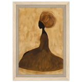 Golden Grace – Afrocentric Minimalist Silhouette Wall Art Print - Framed Canvas - 20x30 cm / 8x12″ - Wood frame