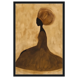 Golden Grace – Afrocentric Minimalist Silhouette Wall Art Print - Framed Canvas - 60x90 cm / 24x36″ - Black frame