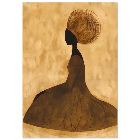 Golden Grace – Afrocentric Minimalist Silhouette Wall Art Print - Fine Art Poster - 70x100 cm / 28x40″ - 