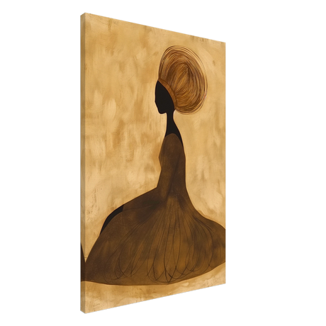 Golden Grace – Afrocentric Minimalist Silhouette Wall Art Print - Canvas - 60x90 cm / 24x36″ - 