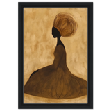 Golden Grace – Afrocentric Minimalist Silhouette Wall Art Print - Framed Canvas - 30x45 cm / 12x18″ - Black frame