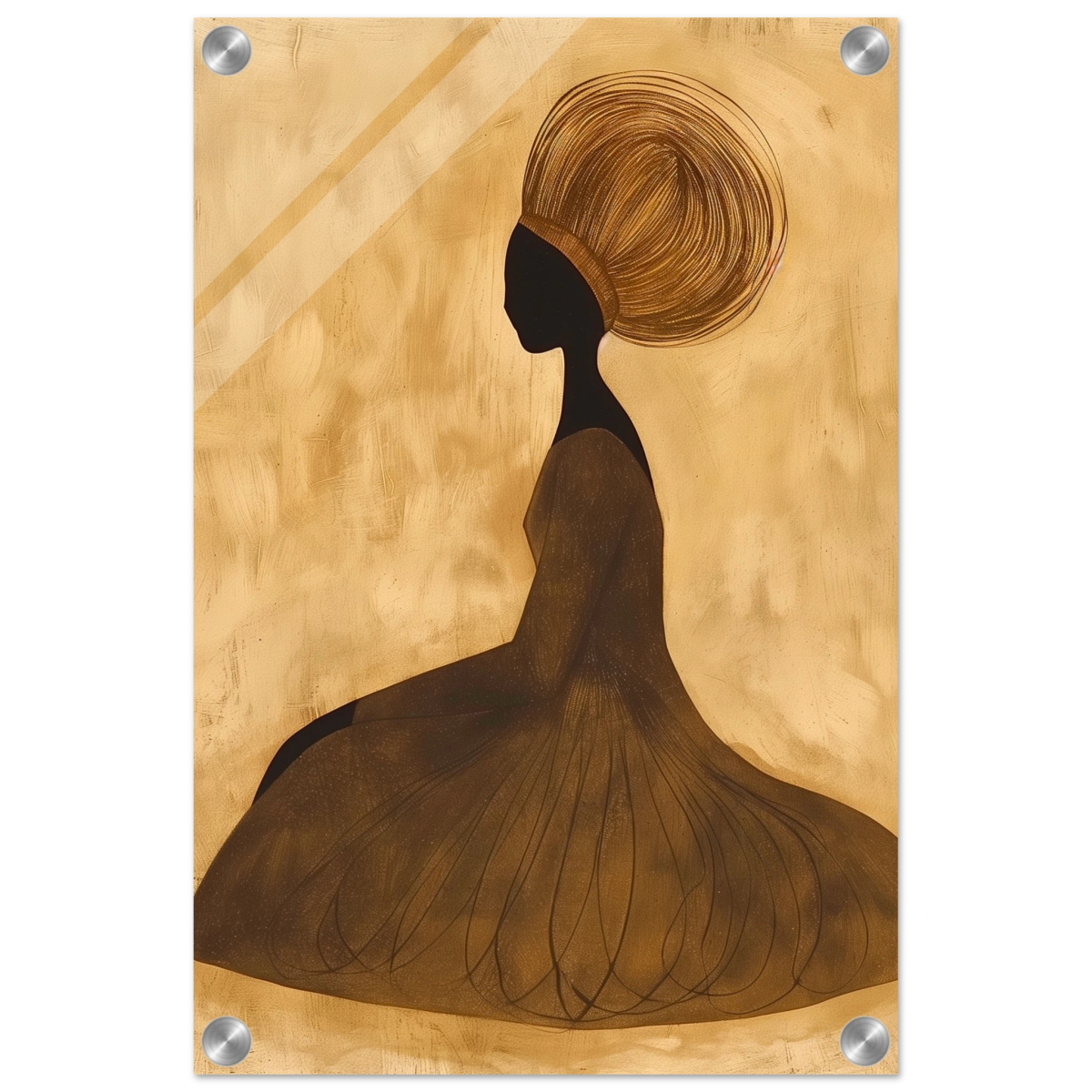 Golden Grace – Afrocentric Minimalist Silhouette Wall Art Print - Acrylic Print - 30x45 cm / 12x18″ - 