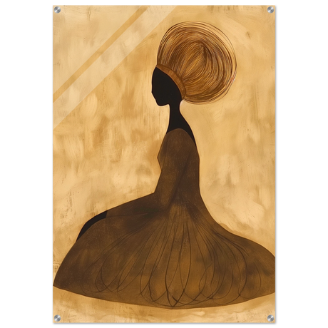 Golden Grace – Afrocentric Minimalist Silhouette Wall Art Print - Acrylic Print - 70x100 cm / 28x40″ - 