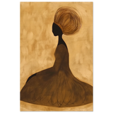 Golden Grace – Afrocentric Minimalist Silhouette Wall Art Print - Wood Prints - 20x30 cm / 8x12″ - 