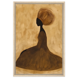 Golden Grace – Afrocentric Minimalist Silhouette Wall Art Print - Framed Canvas - 50x75 cm / 20x30″ - Wood frame