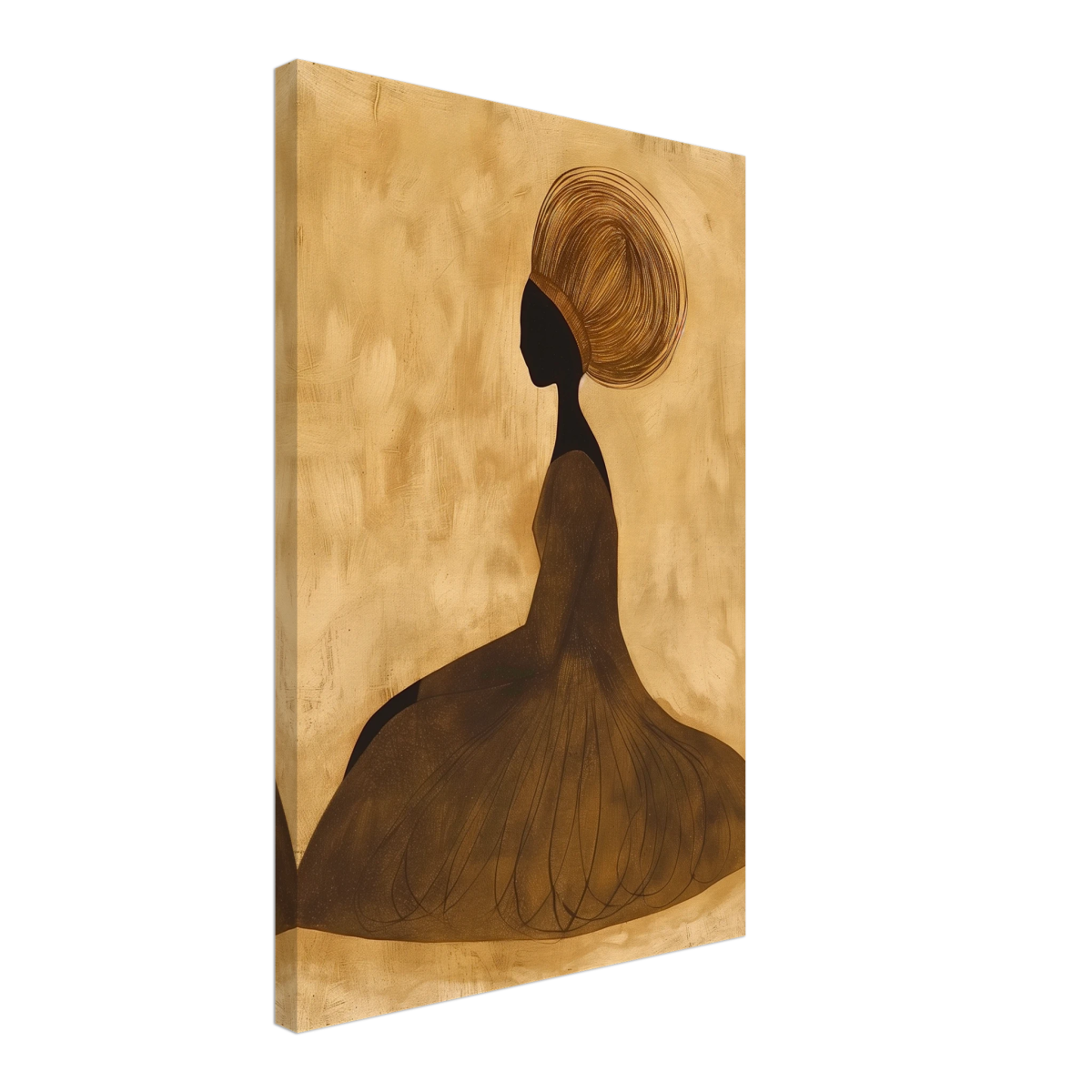 Golden Grace – Afrocentric Minimalist Silhouette Wall Art Print - Canvas - 40x60 cm / 16x24″ - 