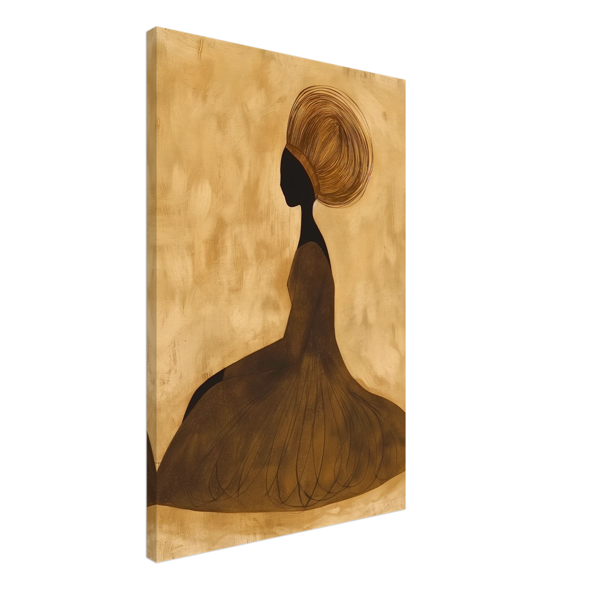 Golden Grace – Afrocentric Minimalist Silhouette Wall Art Print - Canvas - 50x75 cm / 20x30″ - 