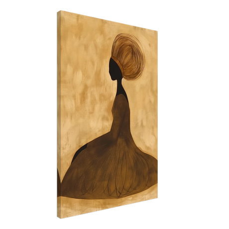 Golden Grace – Afrocentric Minimalist Silhouette Wall Art Print - Canvas - 50x75 cm / 20x30″ - 