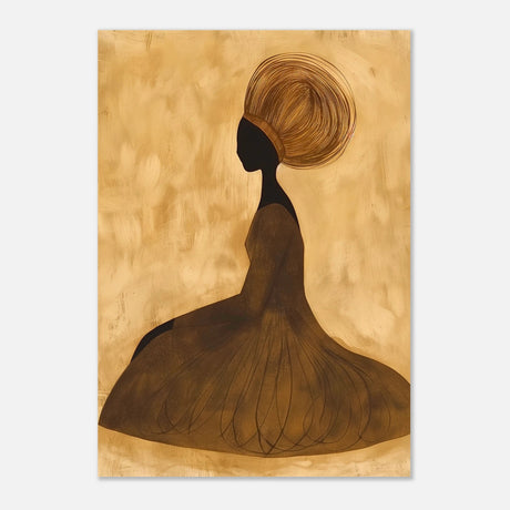 Golden Grace – Afrocentric Minimalist Silhouette Wall Art Print - Aluminum Print - 70x100 cm / 28x40″ - 