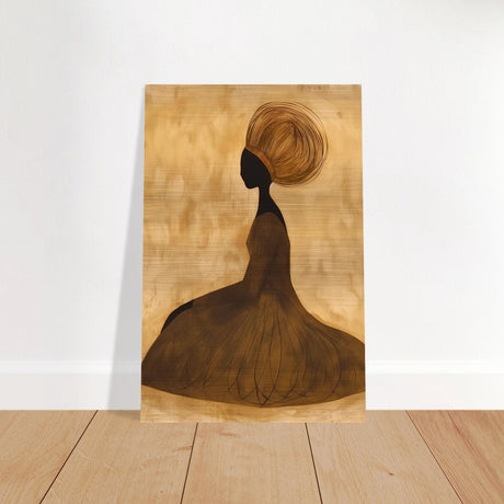 Golden Grace – Afrocentric Minimalist Silhouette Wall Art Print - Brushed Aluminum Print - 30x45 cm / 12x18″ - 