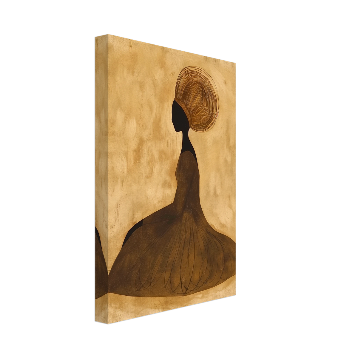 Golden Grace – Afrocentric Minimalist Silhouette Wall Art Print - Canvas - 20x30 cm / 8x12″ - 