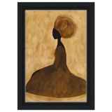 Golden Grace – Afrocentric Minimalist Silhouette Wall Art Print - Framed Canvas - 20x30 cm / 8x12″ - Black frame