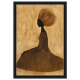 Golden Grace – Afrocentric Minimalist Silhouette Wall Art Print - Framed Canvas - 40x60 cm / 16x24″ - Black frame