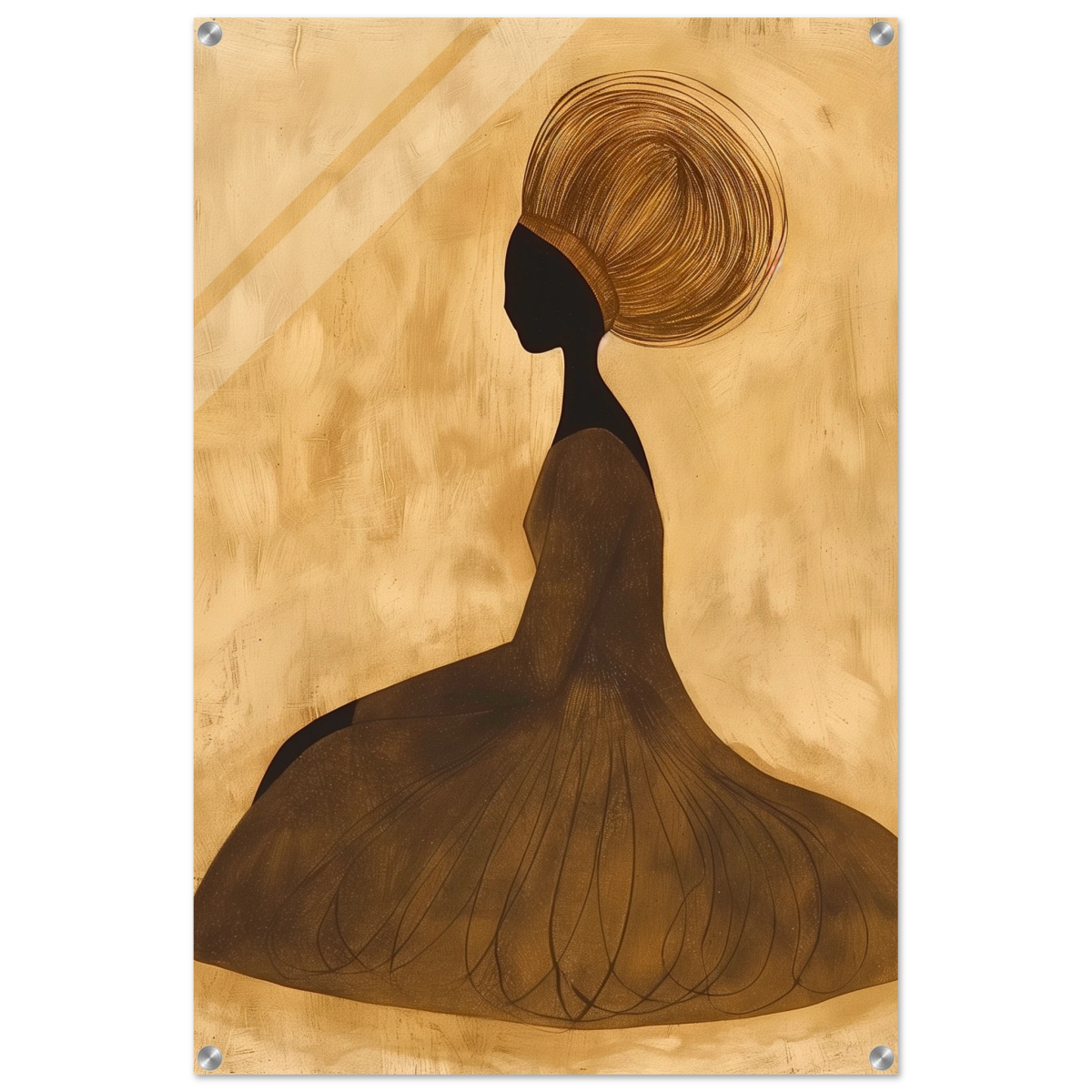 Golden Grace – Afrocentric Minimalist Silhouette Wall Art Print - Acrylic Print - 60x90 cm / 24x36″ - 