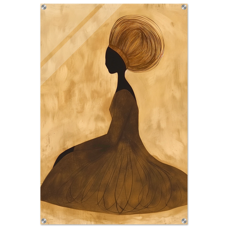 Golden Grace – Afrocentric Minimalist Silhouette Wall Art Print - Acrylic Print - 60x90 cm / 24x36″ - 