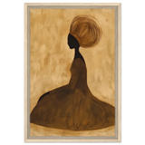 Golden Grace – Afrocentric Minimalist Silhouette Wall Art Print - Framed Canvas - 40x60 cm / 16x24″ - Wood frame