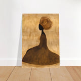Golden Grace – Afrocentric Minimalist Silhouette Wall Art Print - Brushed Aluminum Print - 70x100 cm / 28x40″ - 