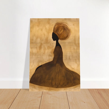 Golden Grace – Afrocentric Minimalist Silhouette Wall Art Print - Brushed Aluminum Print - 70x100 cm / 28x40″ - 