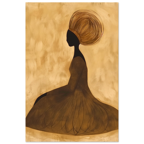 Golden Grace – Afrocentric Minimalist Silhouette Wall Art Print - Fine Art Poster - 60x90 cm / 24x36″ - 