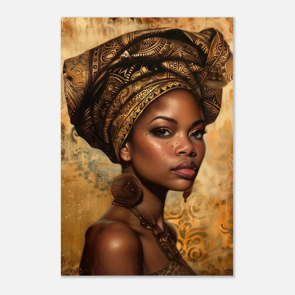 "Golden Heritage" – Regal Portrait Art Print | African Theme wall art print - Aluminum Print - 60x90 cm / 24x36″ - 