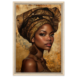 "Golden Heritage" – Regal Portrait Art Print | African Theme wall art print - Framed Canvas - 40x60 cm / 16x24″ - Wood frame
