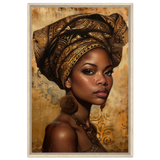 "Golden Heritage" – Regal Portrait Art Print | African Theme wall art print - Framed Canvas - 60x90 cm / 24x36″ - Wood frame