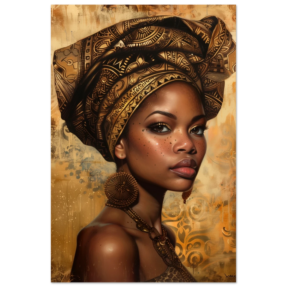 "Golden Heritage" – Regal Portrait Art Print | African Theme wall art print - Fine Art Poster - 60x90 cm / 24x36″ - 