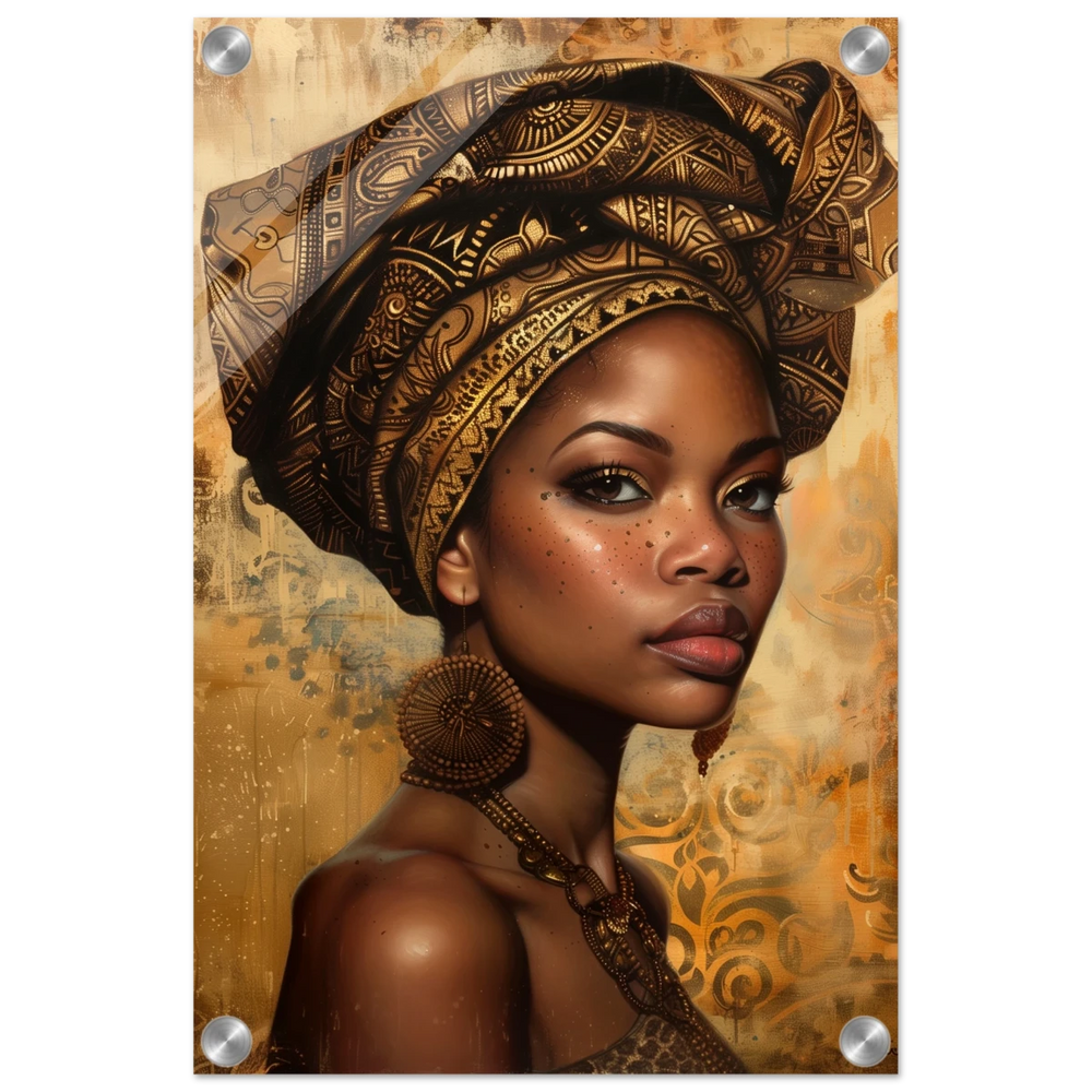 "Golden Heritage" – Regal Portrait Art Print | African Theme wall art print - Acrylic Print - 30x45 cm / 12x18″ - 