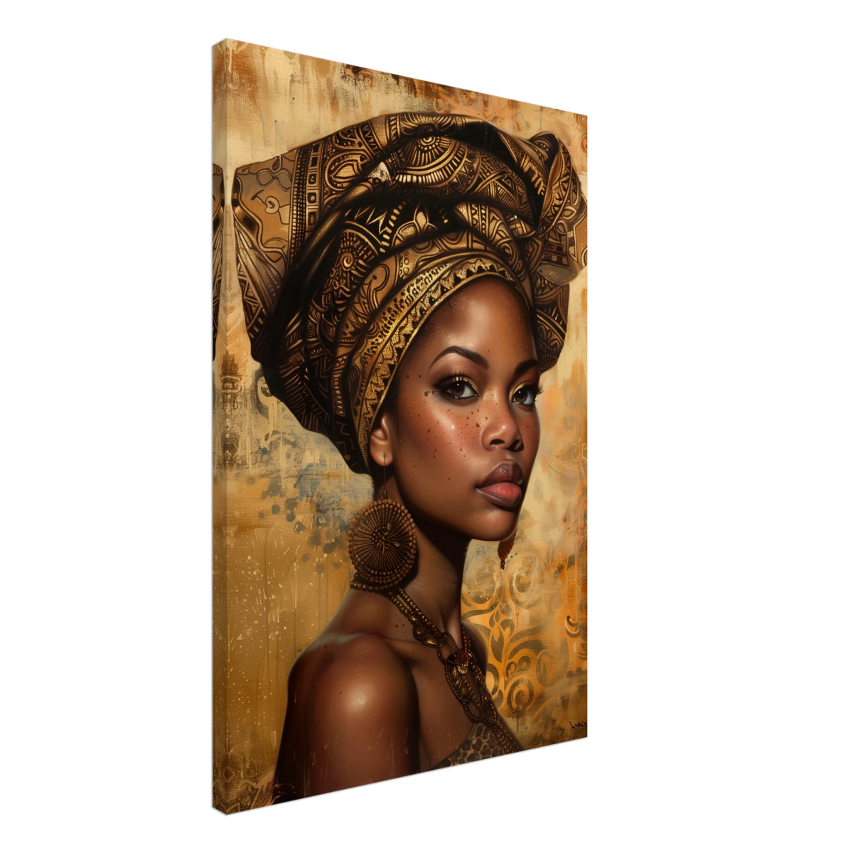 "Golden Heritage" – Regal Portrait Art Print | African Theme wall art print - Canvas - 50x75 cm / 20x30″ - 