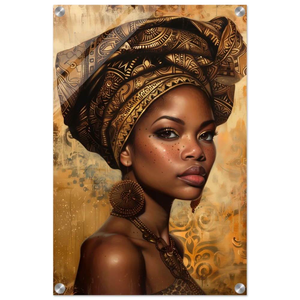 "Golden Heritage" – Regal Portrait Art Print | African Theme wall art print - Acrylic Print - 40x60 cm / 16x24″ - 